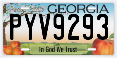 GA license plate PYV9293