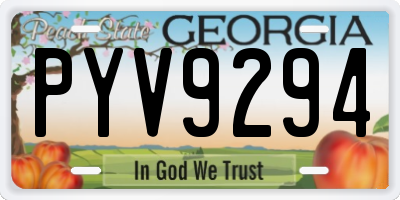 GA license plate PYV9294