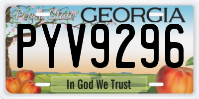 GA license plate PYV9296