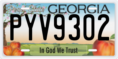 GA license plate PYV9302