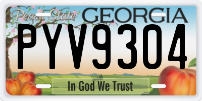 GA license plate PYV9304