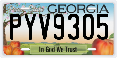 GA license plate PYV9305