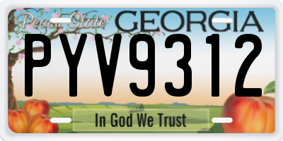 GA license plate PYV9312