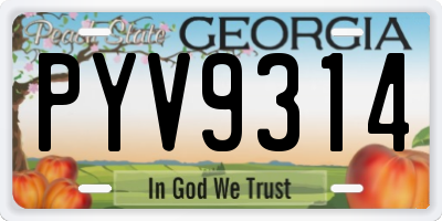 GA license plate PYV9314