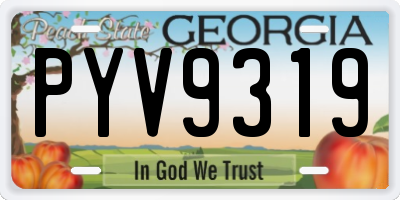 GA license plate PYV9319