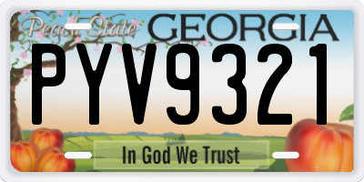 GA license plate PYV9321
