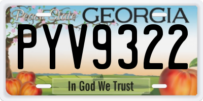 GA license plate PYV9322