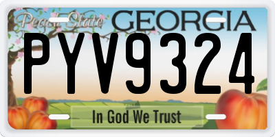 GA license plate PYV9324
