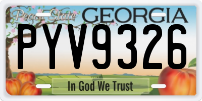 GA license plate PYV9326
