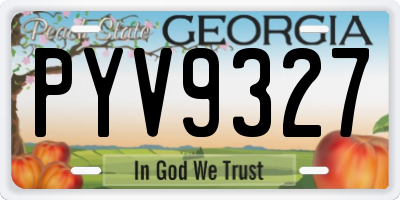 GA license plate PYV9327
