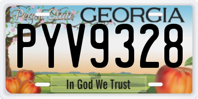 GA license plate PYV9328