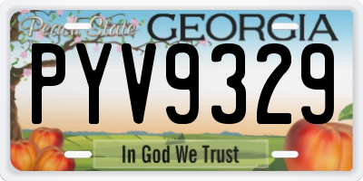 GA license plate PYV9329