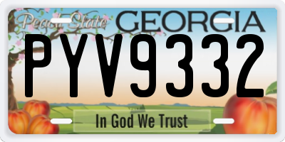 GA license plate PYV9332