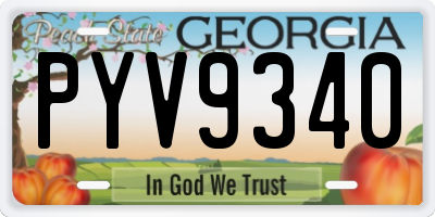 GA license plate PYV9340