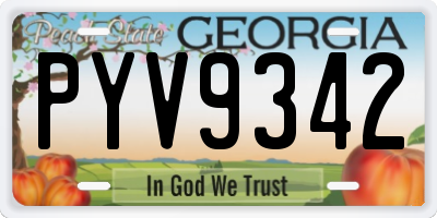 GA license plate PYV9342