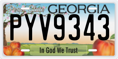 GA license plate PYV9343