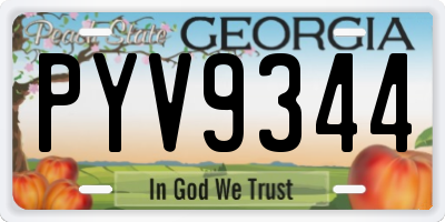 GA license plate PYV9344