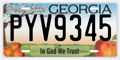 GA license plate PYV9345