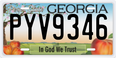 GA license plate PYV9346