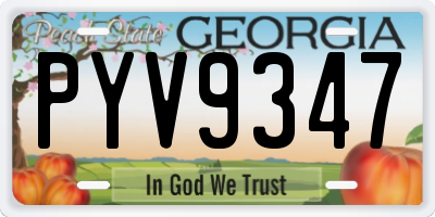 GA license plate PYV9347