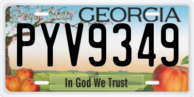 GA license plate PYV9349