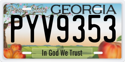 GA license plate PYV9353
