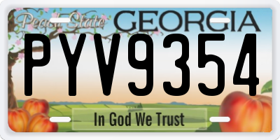 GA license plate PYV9354