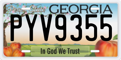 GA license plate PYV9355