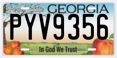 GA license plate PYV9356