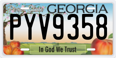 GA license plate PYV9358
