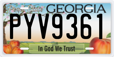 GA license plate PYV9361