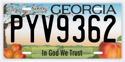 GA license plate PYV9362