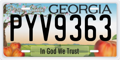 GA license plate PYV9363