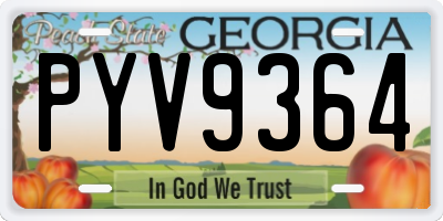 GA license plate PYV9364