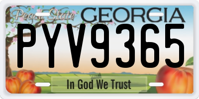 GA license plate PYV9365