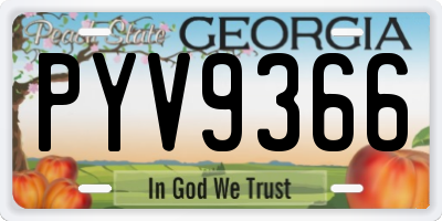 GA license plate PYV9366