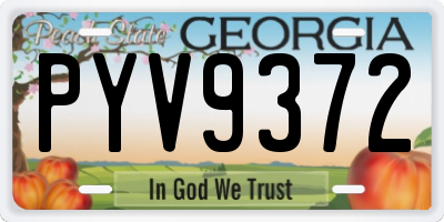 GA license plate PYV9372