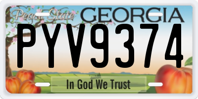 GA license plate PYV9374