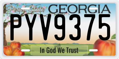 GA license plate PYV9375