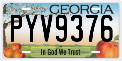GA license plate PYV9376