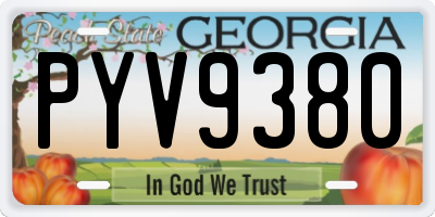 GA license plate PYV9380