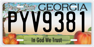 GA license plate PYV9381