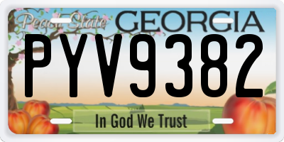 GA license plate PYV9382