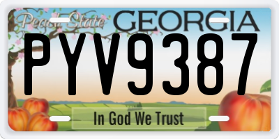 GA license plate PYV9387