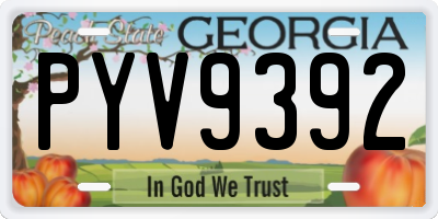 GA license plate PYV9392