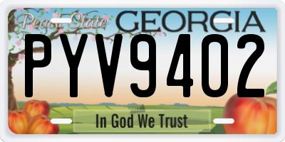 GA license plate PYV9402