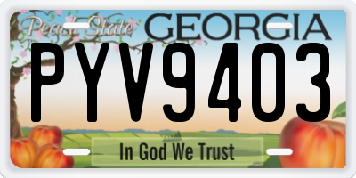 GA license plate PYV9403
