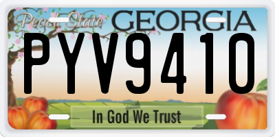 GA license plate PYV9410