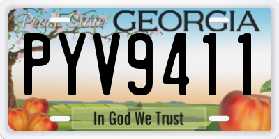 GA license plate PYV9411