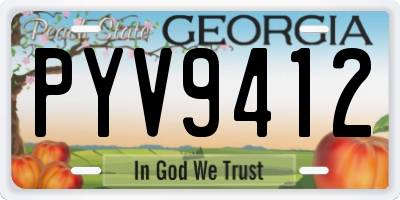 GA license plate PYV9412